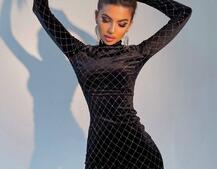 Сяюча оксамитова сукня міні з геометричним принтом  | PUSHKA SHOP