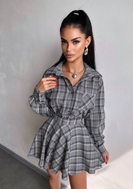 Комплект: сорочка + спідниця у клітинку  | PUSHKA SHOP