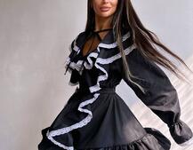 Котонова сукня декорована мереживом    Котонова сукня декорована мереживом    | PUSHKA SHOP