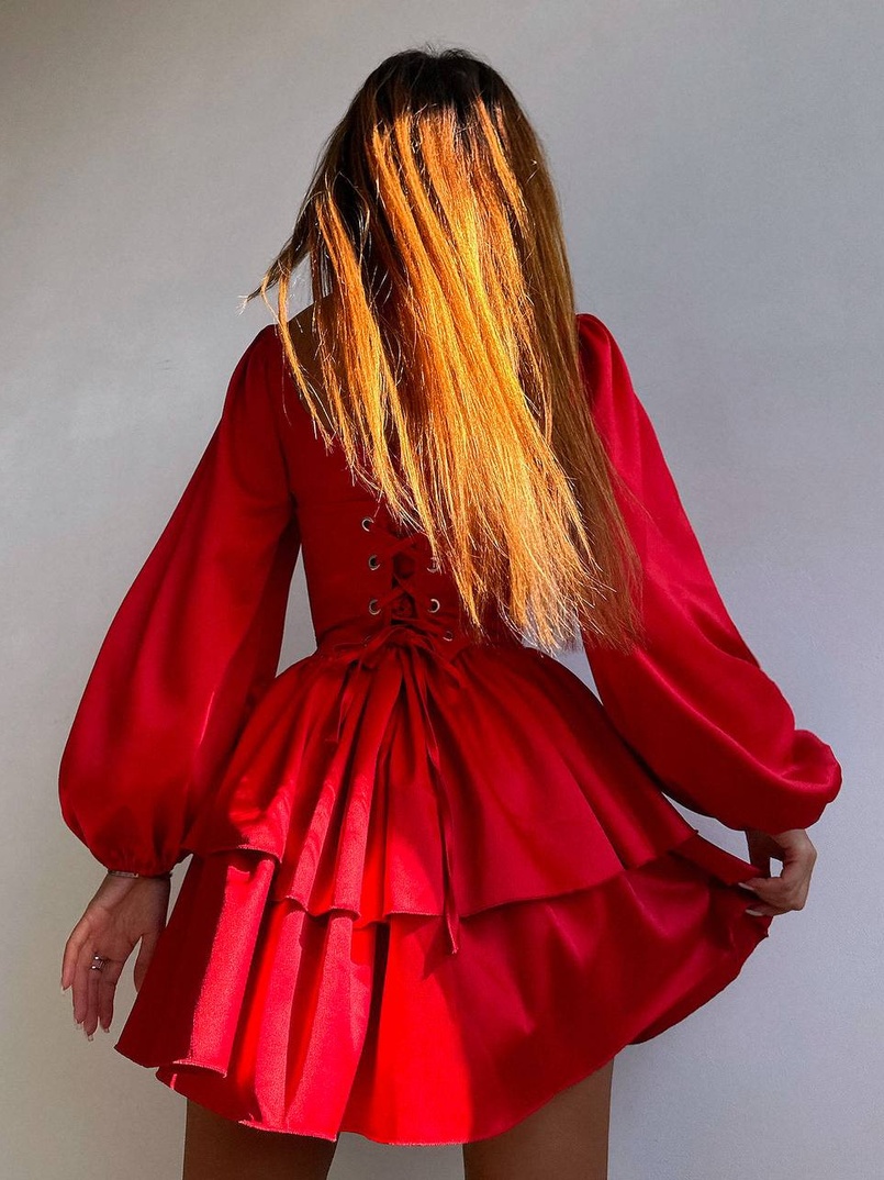 Комплект: сукня з подвійною спідницею + корсет, декорований стразами    Комплект: сукня з подвійною спідницею + корсет, декорований стразами    | PUSHKA SHOP