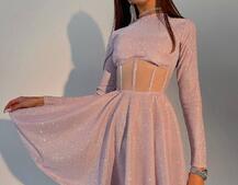 Приталена блискуча сукня з корсетною вставкою та пишною спідницею-сонцем Приталена блискуча сукня з корсетною вставкою та пишною спідницею-сонцем | PUSHKA SHOP