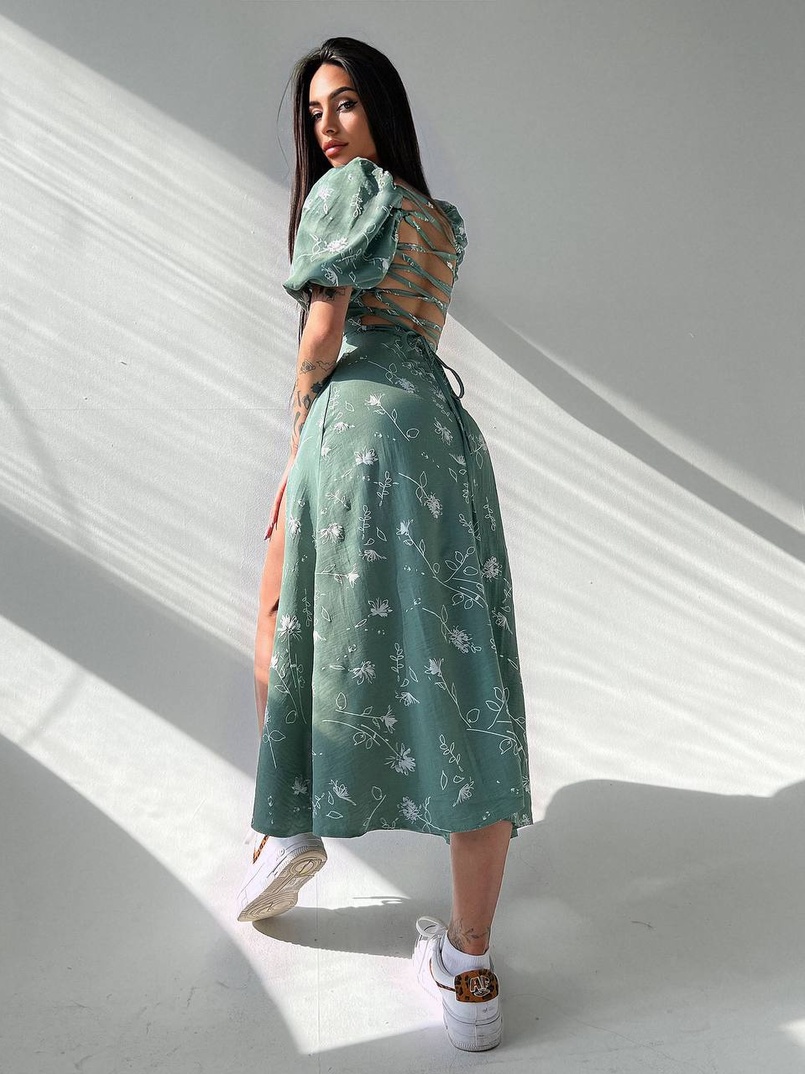 Платье миди со шнуровкой на спинке  | PUSHKA SHOP