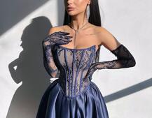 Комплект : мереживий корсет   + рукавички +спідниця балон міді  | PUSHKA SHOP