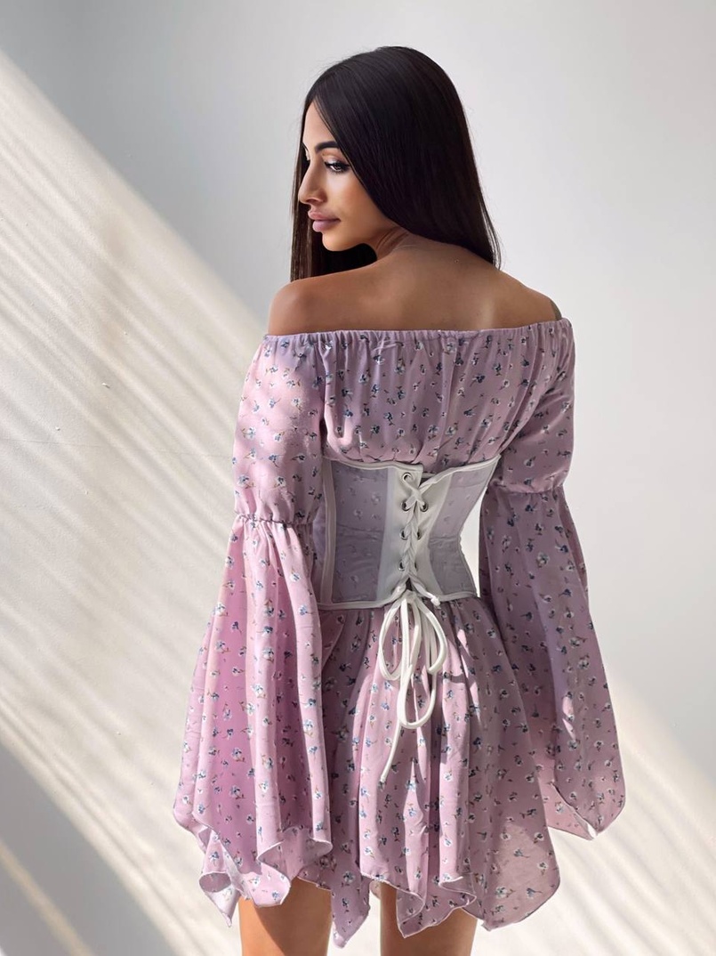 Сукня асиметричного крою з розкльошеними рукавами + корсет декорований стразами Ручна робота Сукня асиметричного крою з розкльошеними рукавами + корсет декорований стразами Ручна робота | PUSHKA SHOP