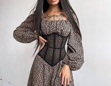 Приталена сукня з принтом  + прозорий корсет | PUSHKA SHOP