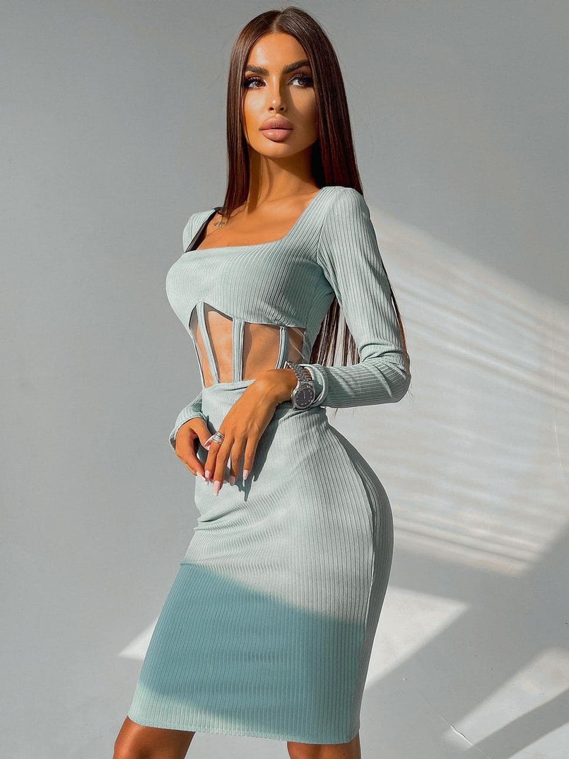 Приталенное платье с корсетной вставкой и  юбкой-карандашом Приталенное платье с корсетной вставкой и  юбкой-карандашом | PUSHKA SHOP