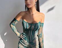 Сукня міні зі шлейфом та рукавичками Сукня міні зі шлейфом та рукавичками | PUSHKA SHOP