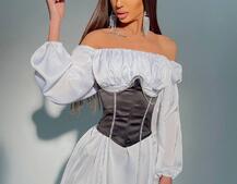 Приталена сукня з шовку  + корсет декорований стразами  Ручна робота  Приталена сукня з шовку  + корсет декорований стразами  Ручна робота  | PUSHKA SHOP