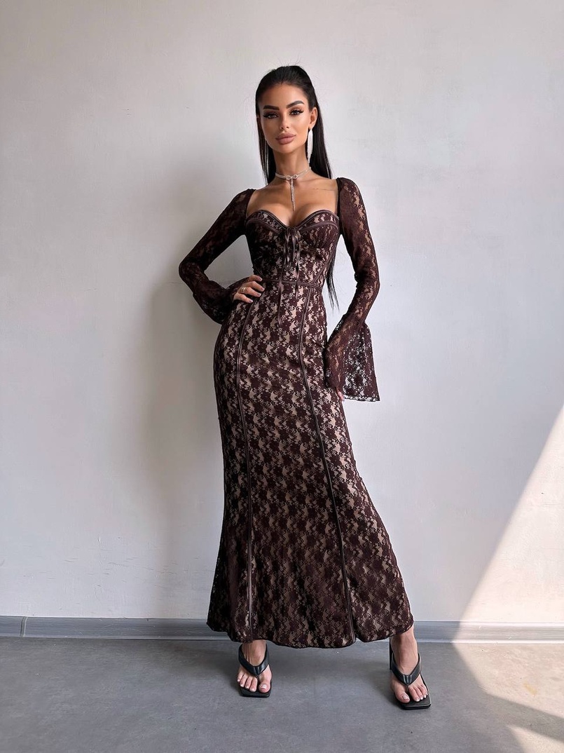 Мереживна сукня максі з чашечками    | PUSHKA SHOP