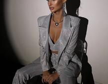 Костюм: піджак на підкладці, штани кльош+ топ з чашечками Костюм: піджак на підкладці, штани кльош+ топ з чашечками | PUSHKA SHOP