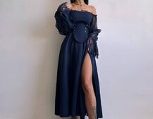 Сукня міді з корсетом декорована мереживом  | PUSHKA SHOP