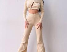 Комплект : штани кльош і топ на ґудзиках   Комплект : штани кльош і топ на ґудзиках   | PUSHKA SHOP