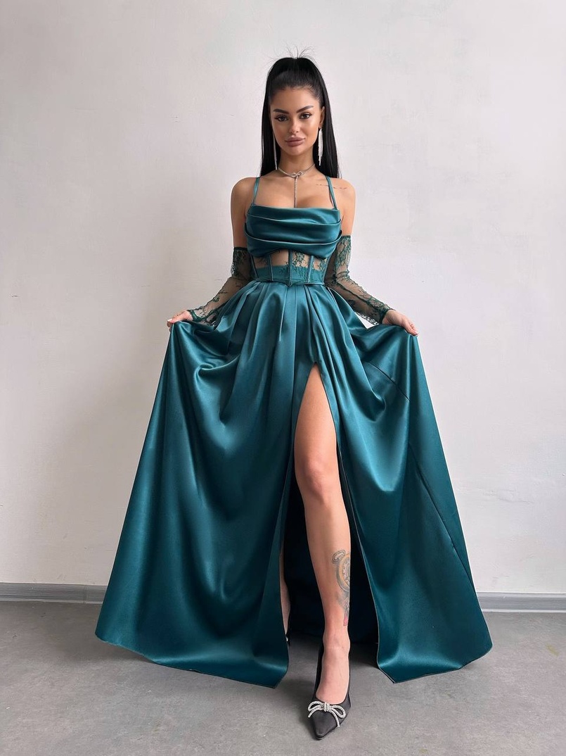 Атласний комплект: корсет + спідниця максі Атласний комплект: корсет + спідниця максі | PUSHKA SHOP