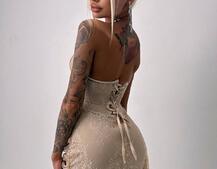 Мереживна сукня міні зі шлейфом   | PUSHKA SHOP