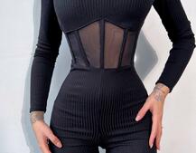 Облягаючий трикотажний комбінезон з елементами корсету  Облягаючий трикотажний комбінезон з елементами корсету  | PUSHKA SHOP