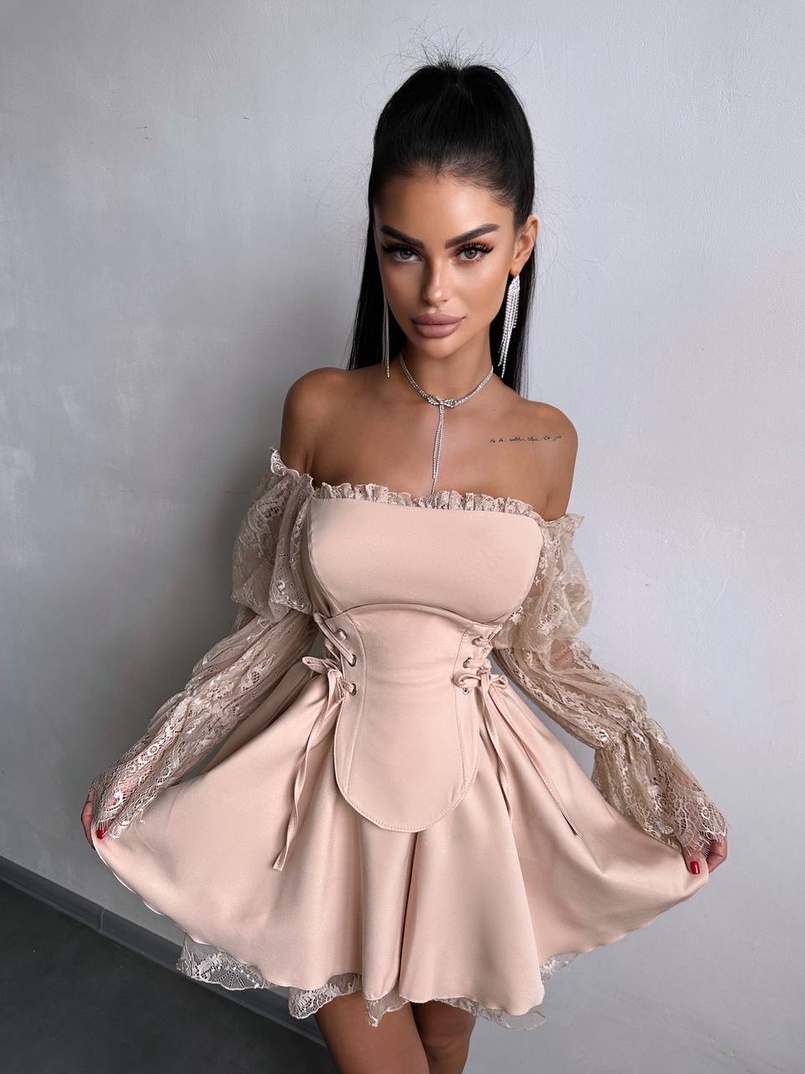 Сукня з корсетом декорована мереживом  Сукня з корсетом декорована мереживом  | PUSHKA SHOP