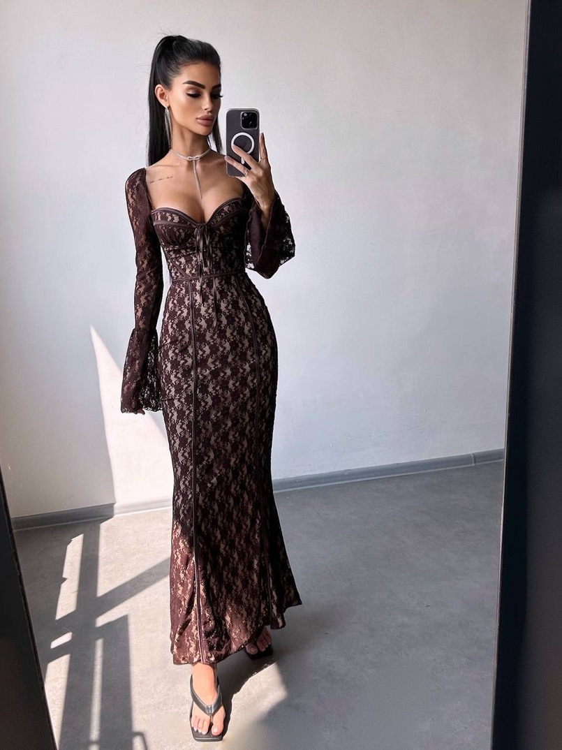 Мереживна сукня максі з чашечками    | PUSHKA SHOP