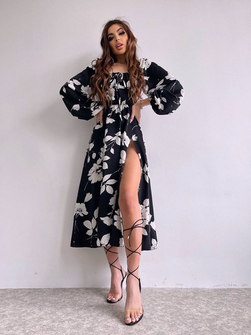 Сукня міді з квітковим принтом  Сукня міді з квітковим принтом  | PUSHKA SHOP