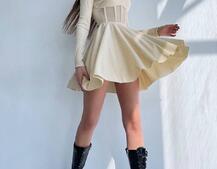 Приталена сукня з корсетною вставкою та спідницею-сонцем | PUSHKA SHOP