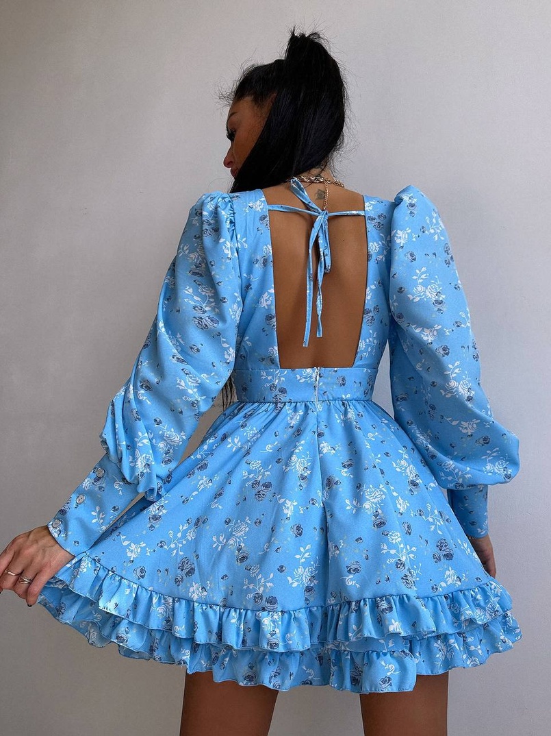 Сукня міні з пишною спідницею та драпіруванням на талії Сукня міні з пишною спідницею та драпіруванням на талії | PUSHKA SHOP