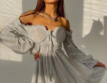 Блискуча сукня з оборками та чашками з ефектом push up Блискуча сукня з оборками та чашками з ефектом push up | PUSHKA SHOP