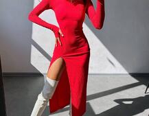 Трикотажна сукня міді зі шнурівкою на спинці  | PUSHKA SHOP