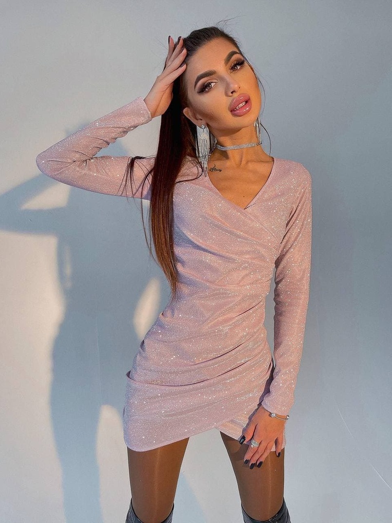 Блестящее платье со сборкой  Блестящее платье со сборкой  | PUSHKA SHOP