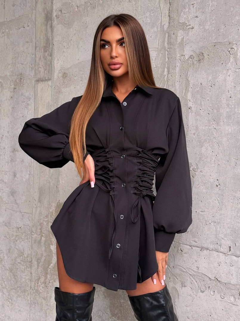 Сукня-сорочка зі шнурівкою Сукня-сорочка зі шнурівкою | PUSHKA SHOP