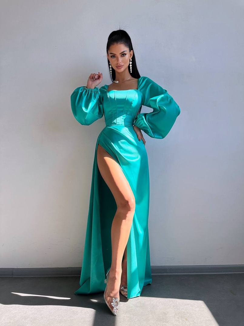 Атласний комплект: корсет + спідниця максі з драпіруванням Атласний комплект: корсет + спідниця максі з драпіруванням | PUSHKA SHOP