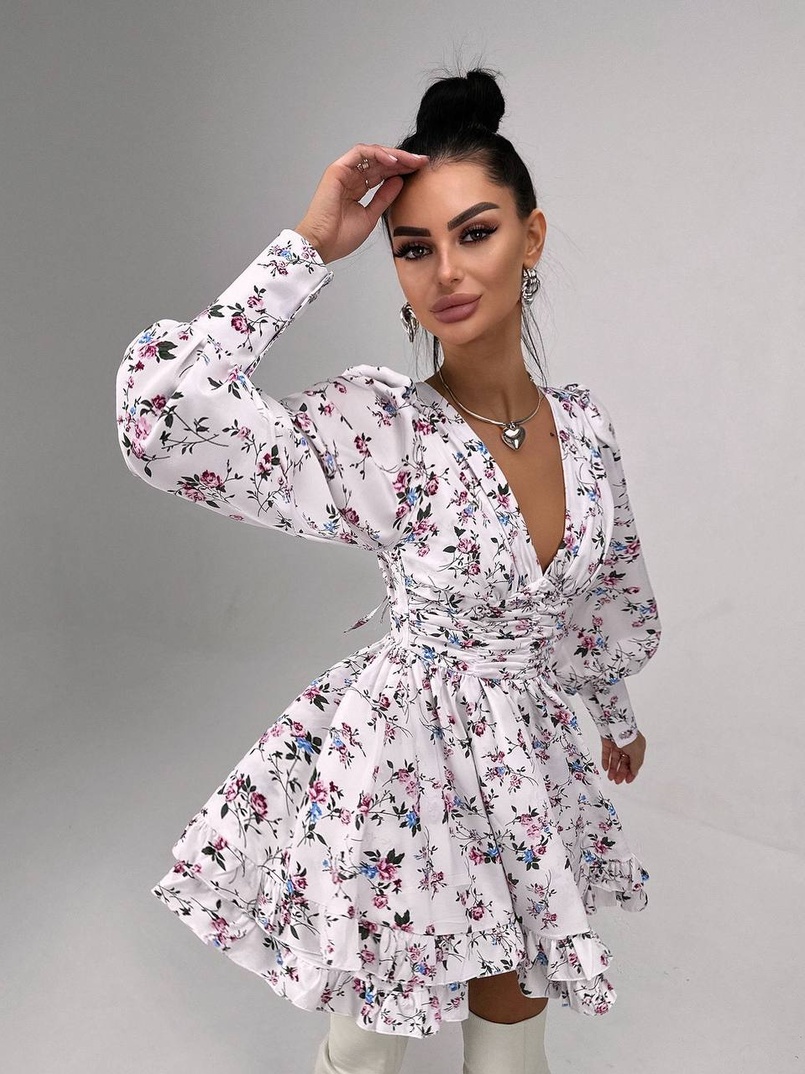 Сукня міні з пишною спідницею та драпіруванням на талії Сукня міні з пишною спідницею та драпіруванням на талії | PUSHKA SHOP