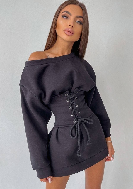 Худи на флисе + корсет на шнуровке  | PUSHKA SHOP