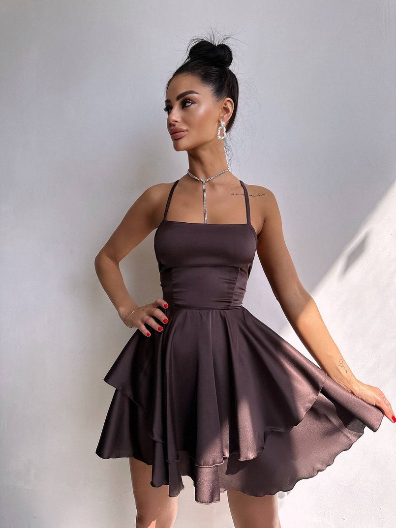 Шовкова сукня  з пишною спідницею та шнурівкою   Шовкова сукня  з пишною спідницею та шнурівкою   | PUSHKA SHOP