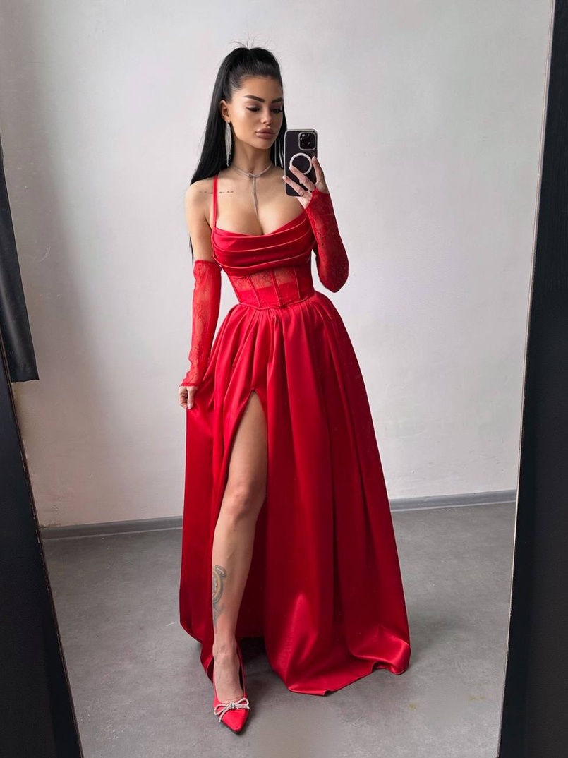 Атласний комплект: корсет + спідниця максі Атласний комплект: корсет + спідниця максі | PUSHKA SHOP