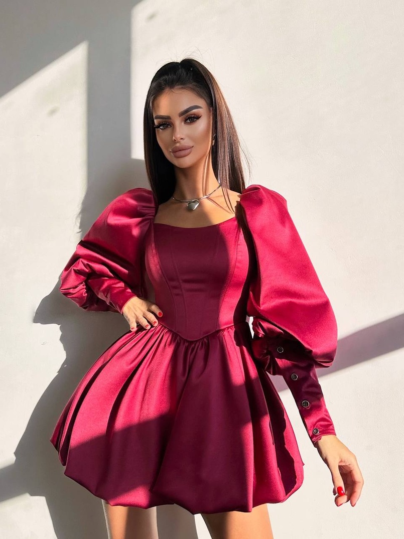 Сукня з обʼємними рукавами та спідницею балоном  Сукня з обʼємними рукавами та спідницею балоном  | PUSHKA SHOP