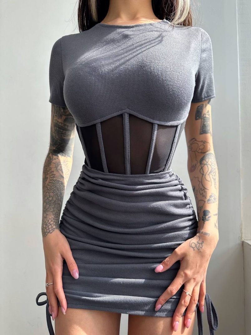 Сукня-міні  з елементами корсету  Довжину спідниці можна регулювати  | PUSHKA SHOP