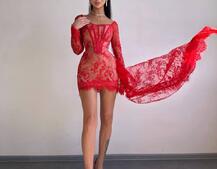 Мереживна сукня міні зі шлейфом Мереживна сукня міні зі шлейфом | PUSHKA SHOP