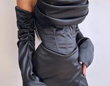 Комплект: корсет з рукавами    + спідниця міні з драпіруванням   Комплект: корсет з рукавами    + спідниця міні з драпіруванням   | PUSHKA SHOP