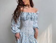 Сукня міні в квітковий принт + прозорий корсет  Сукня міні в квітковий принт + прозорий корсет  | PUSHKA SHOP