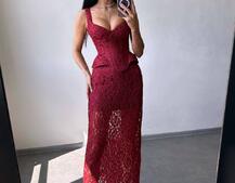 Вишуканий комплект із мереживного корсета та спідниці міді  | PUSHKA SHOP