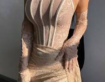 Мереживна сукня максі з рукавичками  | PUSHKA SHOP