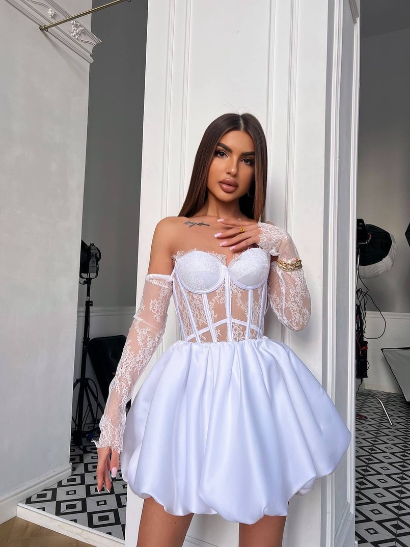 Комплект : мереживний корсет  з чашечками+ спідниця балон  | PUSHKA SHOP