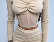 Комплект : штани кльош і топ з елементами корсету  Комплект : штани кльош і топ з елементами корсету  | PUSHKA SHOP