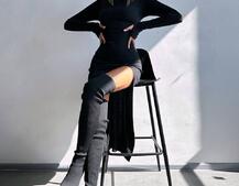 Трикотажна сукня міді зі шнурівкою на спинці  Трикотажна сукня міді зі шнурівкою на спинці  | PUSHKA SHOP