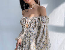 Сукня з квітковим принтом з воланами на ґудзиках  | PUSHKA SHOP