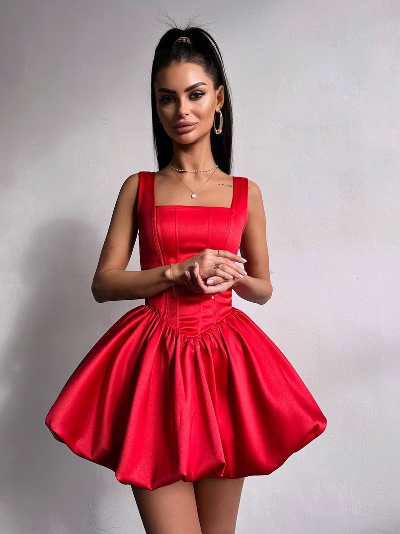 Атласна корсетна сукня міні  | PUSHKA SHOP