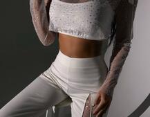 Комплект: топ + штани із сіткою зі стразами  Комплект: топ + штани із сіткою зі стразами  | PUSHKA SHOP