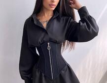 Приталена сорочка + корсет з блискавкою  Приталена сорочка + корсет з блискавкою  | PUSHKA SHOP