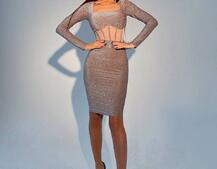 Приталенное блестящее платье с корсетной вставкой и  юбкой-карандашо | PUSHKA SHOP