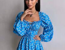 Сукня з квітковим принтом з воланами на ґудзиках  | PUSHKA SHOP