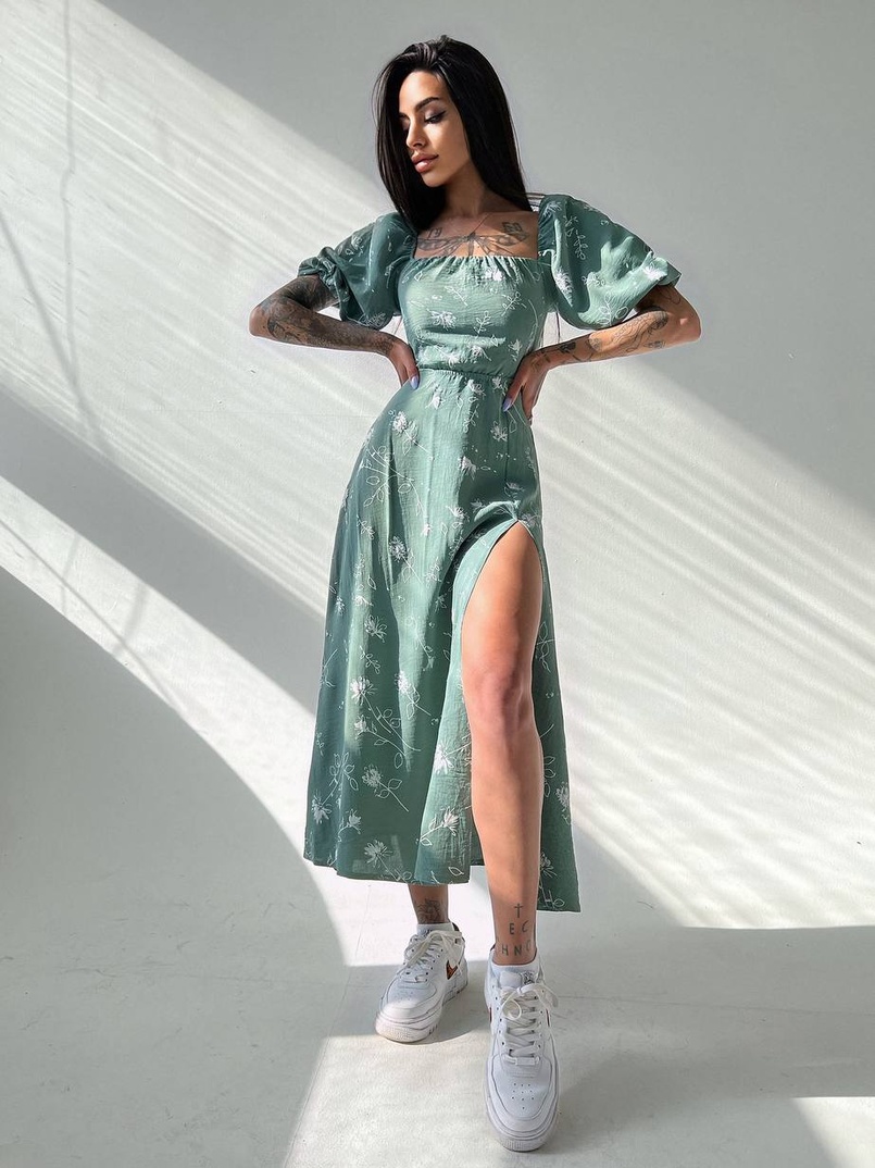 Платье миди со шнуровкой на спинке  | PUSHKA SHOP